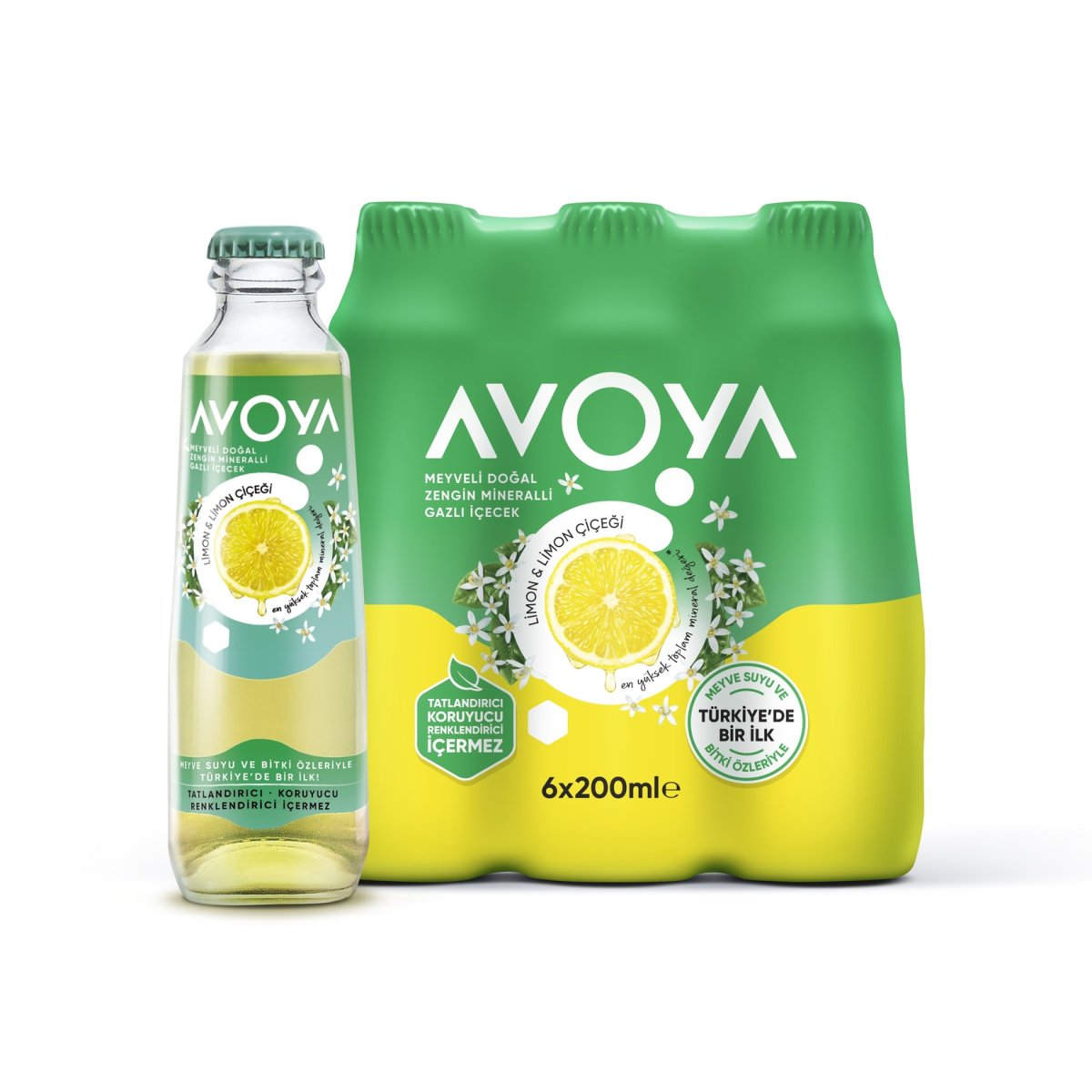 AVOYA MEYVELİ MADEN SUYU LİMON LİMON ÇİÇEĞİ 200ML 6 ADET