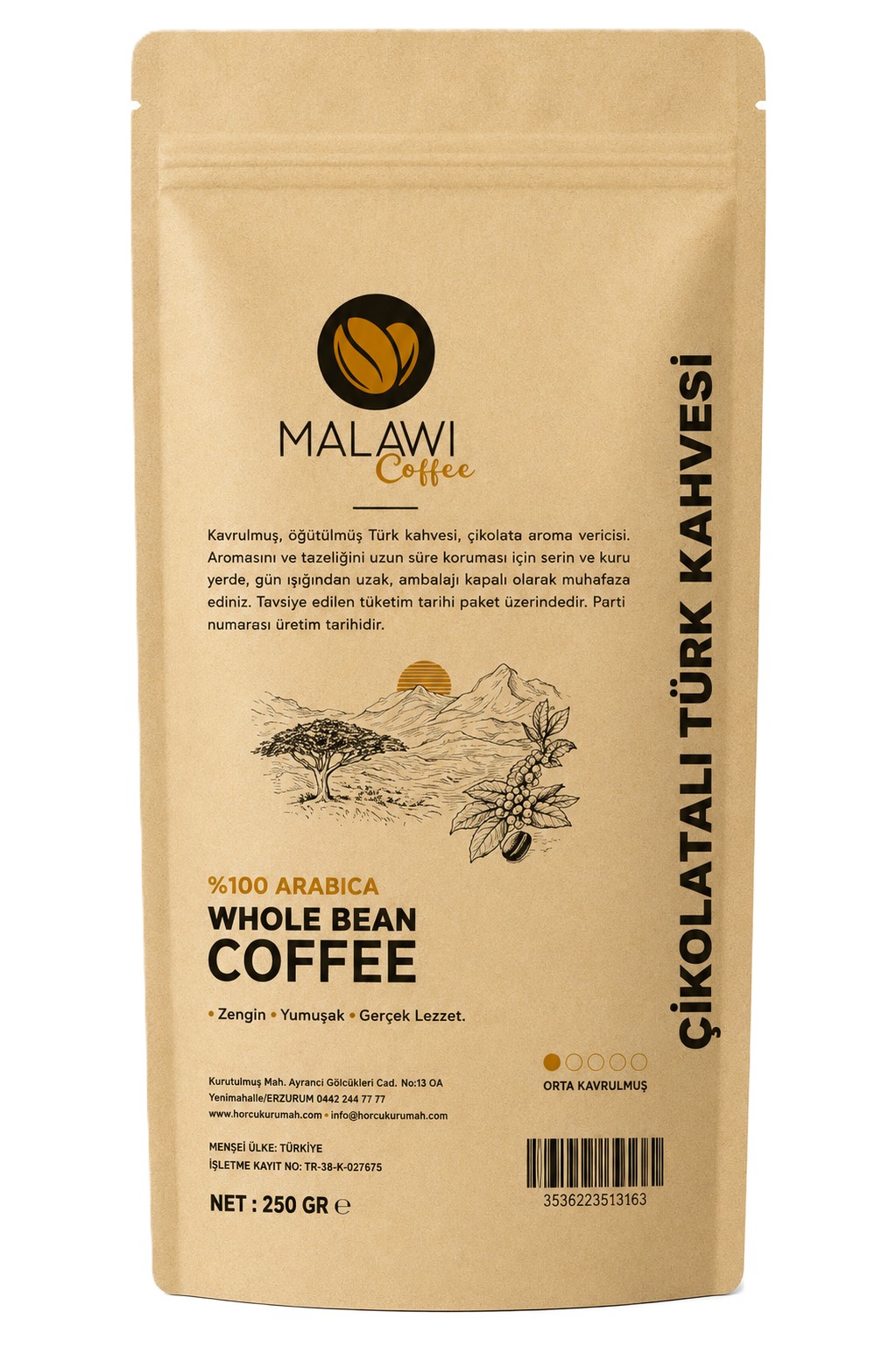 MALAWI COFFEE ÇİKOLATALI TÜRK KAHVESİ 250GR