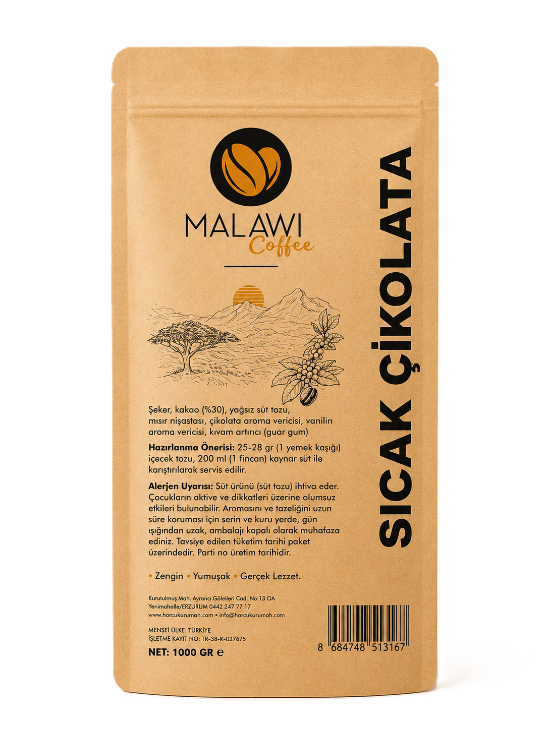 MALAWI COFFE SICAK ÇİKOLATA 1000 GR 