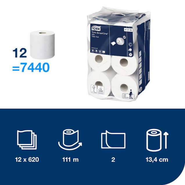 TORK SMARTONE MİNİ TUVALET KAĞIDI ADV 2P 620S 112 MT*12