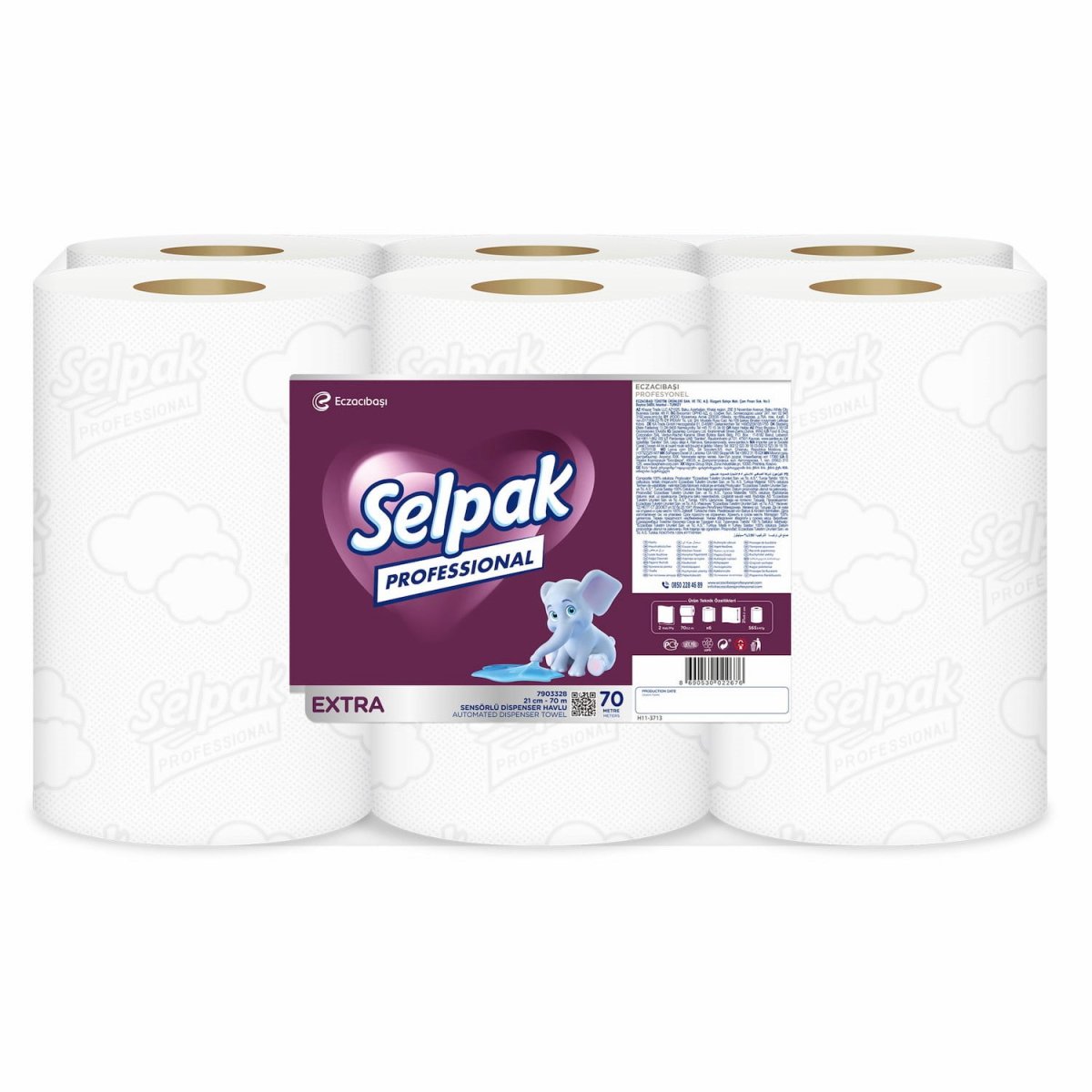SELPAK PROF. HAREKETLİ HAVLU 21 CM 70MT*6AD
