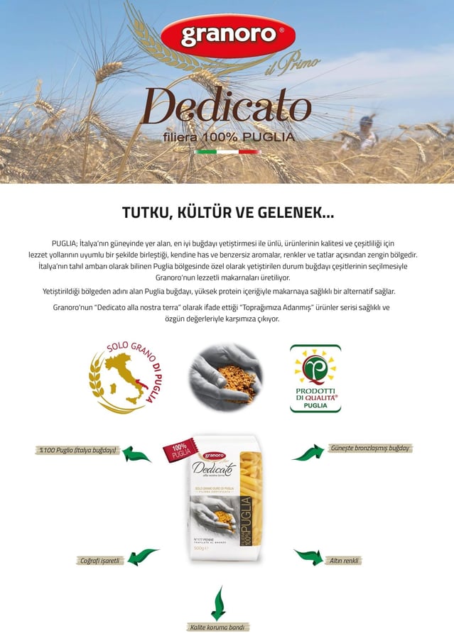 GRANORO DEDİCATO PENNE RİGATE 500GR