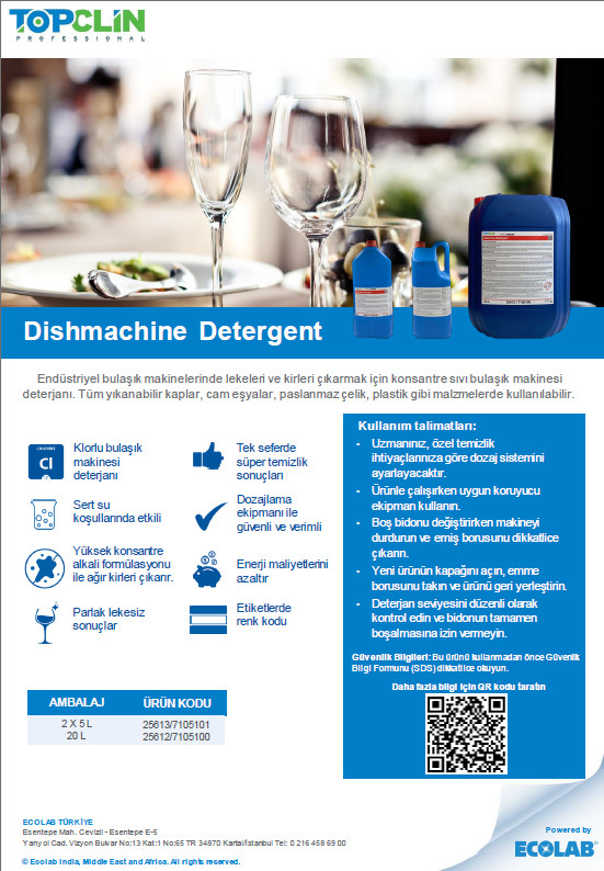 ECOLAB TOPCLIN DISHMACHINE DETERGENT - 20 L (KONS. BULAŞIK MAKİNE DET.)