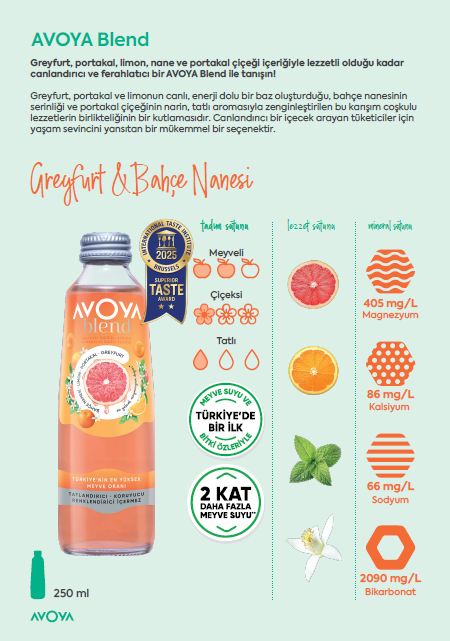 AVOYA BLEND MADEN SUYU GREYFURT PORTAKAL 250ML 6 ADET