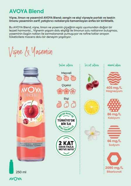AVOYA BLEND MADEN SUYU VİŞNE LİMON 250ML 6 ADET