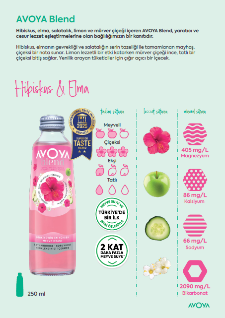 AVOYA BLEND MADEN SUYU HİBİSKUS 250ML 6 ADET