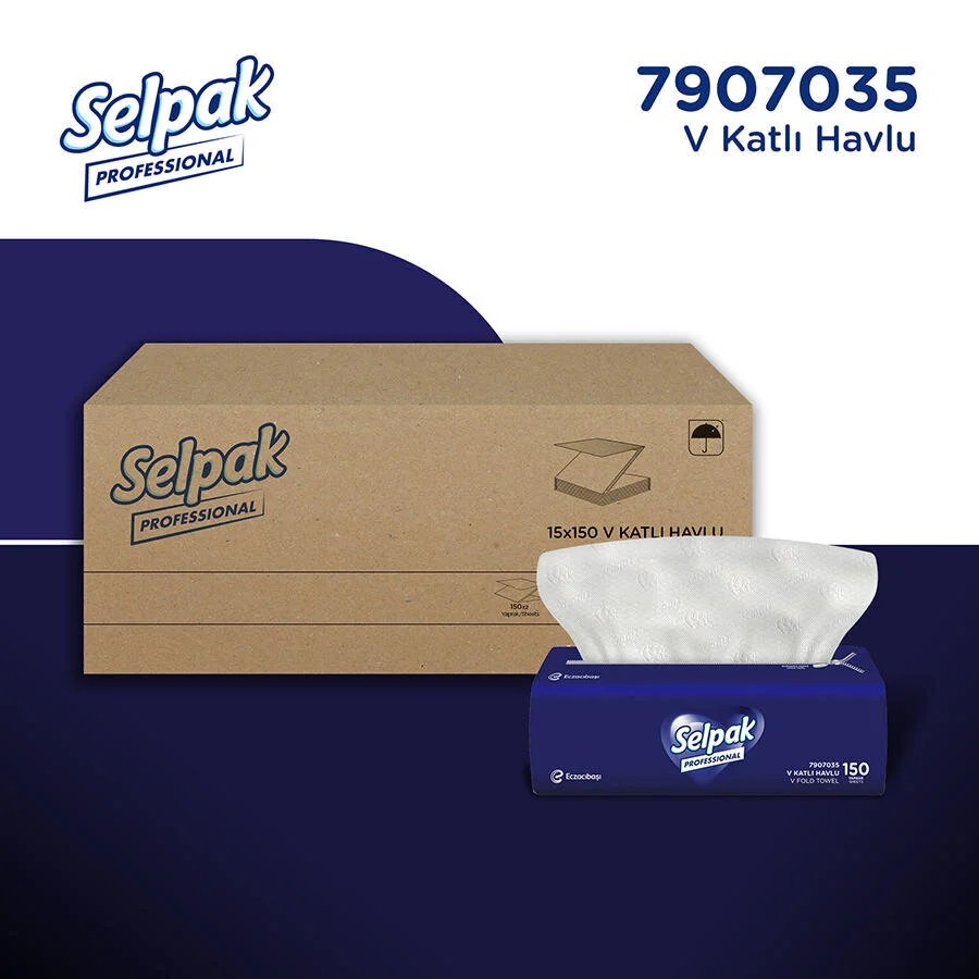 SELPAK PRO V KATLAMA HAVLU 150 YAPRAK 15 PAKET